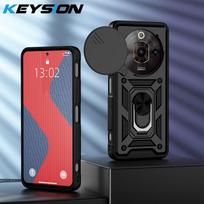KEYSION Atsparus smūgiams dėklas ZTE nubia Focus Pro 5G su slankiojančio kameros objektyvo apsauginiu žiedu ir stoveliu, telefono dangtelis nubia Focus Pro 5G for nubia Focus Pro 5G juoda
