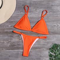 Three-point Tie Bikini Women's Sexy Erotic Lingerie Strappy Underwear See-through Swimsuit L oranžinė