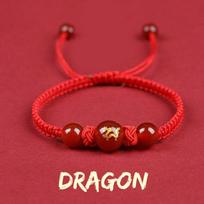 Kinijos zodiako raudona virve pinta apyrankė Naujųjų Metų laimingi papuošalai vyrams Moterims Dovana Dragon