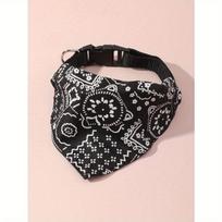 1pc Adjustable Printed PU Pet Bandana With Traction Buckle, Suitable For Small To Medium-Sized Dogs M juoda