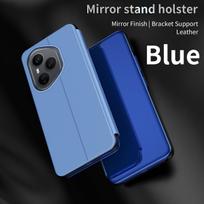 Mirror Folding Stand Cases For Honor 400 Pro Flip Leather Kickstand Phone Case For Honor 200 400 Lite 300 Pro Full Cover Bumper Honor 200 mėlyna