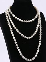 1 vnt. moteriškas daugiasluoksnis perlų karoliukų mazguotas vėrinys, perlo baltumo, elegantiško stiliaus atostogoms, kasdienai, vakarėliui one-size balta