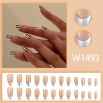 Minimalist Silver & Pink French Style Fake Nail Tips