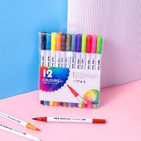 Dvipusis akvarelės teptukų ir plonų rašiklių rinkinys (12-120 spalvų) Menui ir kontūravimui Dual-tip Liner Pen blue