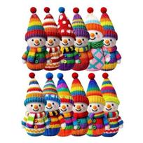 Mediniai Sniego Senio Papuošalai Spalvingos Sniego Senio Figūrėlės su Bumbulinėmis Kepurėmis Kalėdinės Eglutės Šventinė Atostogų Dekoracija 12pcs blue