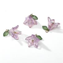 2/10vnt. Lelijų pakabukai Perlų akrilo karoliukai „pasidaryk pats“ karoliukams, apyrankėms, auskarams, papuošalų gamybos amato reikmenys 2pcs violetinė