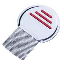 1*Lice Comb Nit Free Kids Hair Rid Headlice Stainless Steel Metal Teeth Remove Nit Brush raudona