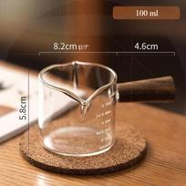 70ml / 100ml / 120ml Karščiui atsparaus stiklo Espresso matavimo puodelis su dviguba / viena nosimi, stiklinis pieno ąsotis su rankena, stikliniai matavimo puodeliai su skale 100ml
