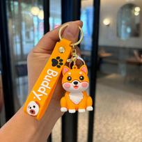 Cute Animal Keychain French Bulldog Corgi Shiba Inu Poodle PVC Car Bag Backpack Pendant Keyring