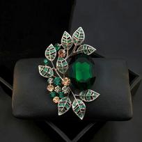 Vintage Olive Leaf Brooch, High-end Women's Light Luxury and Sophisticated Brooch žalia