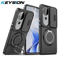 KEYSION 360°Rotating Ring Stand Phone Case for VIVO V40 Pro 5G Slide Camera Protection Magnetic Shockproof Cover for VIVO V40 5G for VIVO V40 juoda