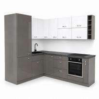 Kampinis virtuvės komplektas BIANCA+GREY 1,798 x 2,40 m. MIDI
