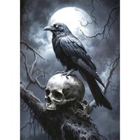 Fantasy Forest Castle Dark Academy Magic Witch Canvas Diamond Painting Wall Art Picture Living Room Home Decor Round 20x30cm gray