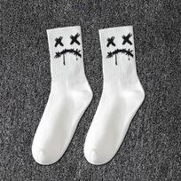 Ghost Face Plus Size Sports Socks: Black & White Basketball Long Socks for Men & Women, Perfect for Autumn & Winter. One Size 36-46