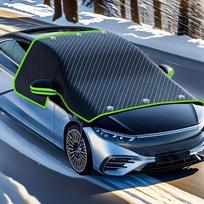 Visasezoninė, vėjui atspari Oksfordo audinio automobilio priekinio stiklo apsauga nuo sniego ir saulės. Green Edged Checker juoda