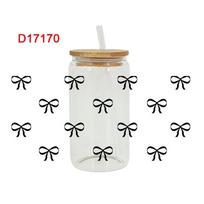 New Clear UV DTF Transfer Sticker Waterproof Smooth Libbey Glasses Wraps DIY Bow Theme Pink Bow Decals for Cup Decoration