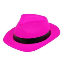 Unique Homburg Plastic Hat Gangster Rodeos Green Hat Wide Brimmed Western Hat for Casual Wear Unisex Hat fluorescencinė rožinė spalva