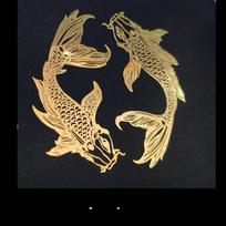 High-end Metal Phone Sticker, Double Fish Golden Carp 3D Sticker, Chinese Style Decorative Sticker, Exquisite and Personalized Sticker