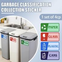 Four Self Adhesive, And Fade Resistant Recycling Stickers For Trash Cans In Schools, And Public Places. One Size gray