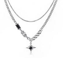 Bold Double Layer Star Design Alloy Necklace Street Style Jewelry For Men And Women Versatile Wearable Accessory 1