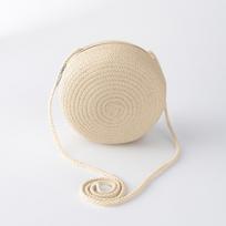 Children's Holiday Travel Round Straw Crossbody Beach Bag One Size smėlis