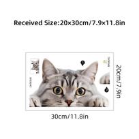 Cute Realistic Kitten Window Stickers, Self-Adhesive Double-Sided Visible Decals for Pet Shop Door Glass Home Decoration 20X30CM įvairiaspalvis