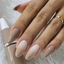 24Pcs Glitters Press On Nail Almond Shape Artificial Nail Gradient Natural Look Easy To Apply For Daily Wear And Work 1