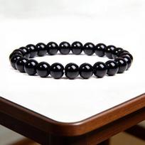 8 mm agato natūralaus akmens apyrankė - Madinga vienos gijos elastinė karoliukų apyrankė su apvaliais kristaliniais karoliukais black