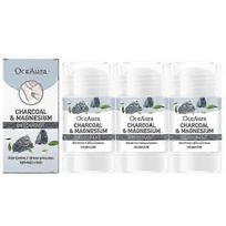 Charcoal Magnesium Deodorant - 48h Odor Control Sweat Management, Natural Underarm Protection 40g 3PCS