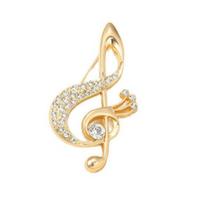 Women Brooch Sparkling Rhinestone Inlaid Musical Note Shape Anti-Exposure Buckle Suits Shirts Sweaters Bags Pin Outfit Accessory auksinė