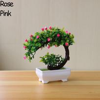 Ornamentas Sveikinanti Pušis Namų Dekoras Imituotas Bonsas Plastikinės Gėlės Dirbtiniai Vazonuose Netikri Augalai rose rožinė