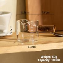 70/100 ml Stiklinis Espresso Matavimo Puodelis su Medine Rankena Pasidaryk pats Pieno Ąsotis Kavos Reikmenys Skaidrus Skaidrus Virtuvės Matavimo Puodelis 100ml L