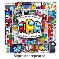50PCS Among Us Game Waterproof Decorative Stickers for Laptops, Suitcases, Cars, and Refrigerators yellow