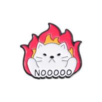 Unique Cartoon Lazy Cat Brooch Creative Flame Design Badge For Stylish Decoration QHXZ1922