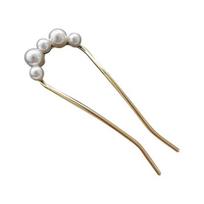 Prancūziška plaukų šakutė Elegantiškas dirbtinis perlas, neslystantis, ilgi, stori plaukai, sušukuota, metalinė U-formos plaukų segtukas Moteriški mergaičių plaukų aksesuarai