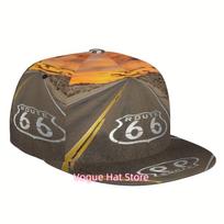 Adjustable Snapback Baseball Cap Route 66 Print For Men & Women – Polyester, Lightweight, Hand Wash – Ideal For Running, One Size