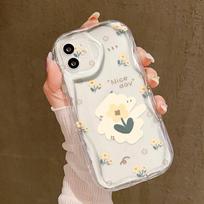 Yellow flower applies to iPhone15promax mobile phone case Apple 14 cream wave 12/13 soft case 11 apple 7/8/se