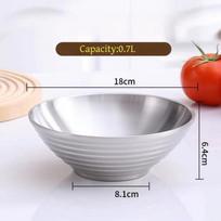 JUSTINLAU Korean-style Instant Noodle Bowl 304 Stainless Steel Fruit Salad Soup Bowl Stackable Cold Noodles Spicy Hot Pot Bowls