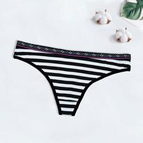 Seksualūs stringeliai, medvilniniai, moteriški kelnaitės su G-stygomis, apatiniai moteriški apatiniai kelnaitės, apatinis trikotažas, moteriškas bikinis, 1 dalis M juoda