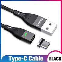 FONKEN magnetinis kabelis USB-C duomenų laidas greitas įkroviklis Type-C laidas greitas įkrovimas mobilusis telefonas QC3.0 3A 1M Type-C Cable + Plug juoda