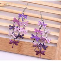 1 Pair Fashion Women Lady Elegant Dragonfly Dangle Ear Stud Earrings violetinė