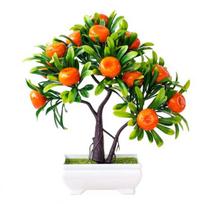 Dirbtinis oranžinis bonsai netikras namų biuro sodui plastikas Dirbtinis oranžinis vakarėlio dekoravimas Patvarus neblunkantis plastikas Orange