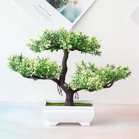 Netikras dirbtinis vazoninis augalas Bonsai vazoninis pušų modeliavimas namų / biuro dekoras balta