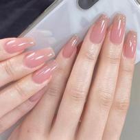 24Pcs/Set Quick Nails Short Ballet Glitter False Nials Sticker Wearable Waterproof Manicure Finished Nails gray
