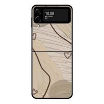 Phone Case For Samsung Galaxy Z Flip 4 Z Flip3 5g Case For Galaxy Z Flip Hard Shell Capa Fashion Brown Love Wood Grain Texture Samsung Z Flip3 5G