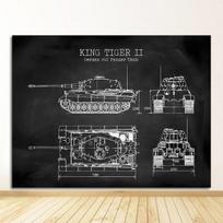 ir spaudiniai Vokiškas tankas karalius tigras 2 brėžinys Menas Drobė Tapyba berniukams Dovanos Sienų Menas Dekoras WW2 Tanko patentas Senoviniai plakatai 21cm×30cm NoFrame