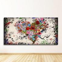 Svetainės dekoravimo paveikslai namams Cuadros Abstraktaus aliejinio tapybos ant drobės Spalvingos širdies gėlės Plakatas Sienos menas 20cm×40cm NoFrame