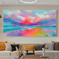 Abstract Colorful Oil Painting Print on Canvas Messy Texture Painting Wall Art Cloud Landscape Posters and Prints Living Room 20cm×40cm NoFrame