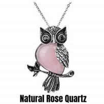 Pelėdos dovanos Pelėdos karoliai gydomieji krištoliniai akmenys ametistas rožinio kvarco pakabukas moterims, vyrams Natural Rose Quartz