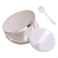 Empty DIY Portable Makeup Powder Case with Puff, Mirror, Net, Spoon for Girlfriend black